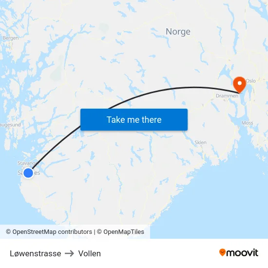 Løwenstrasse to Vollen map
