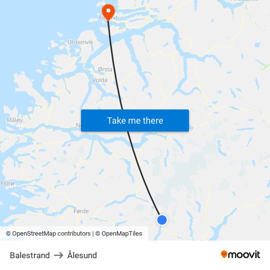 Balestrand to Ålesund map