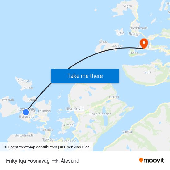 Frikyrkja Fosnavåg to Ålesund map