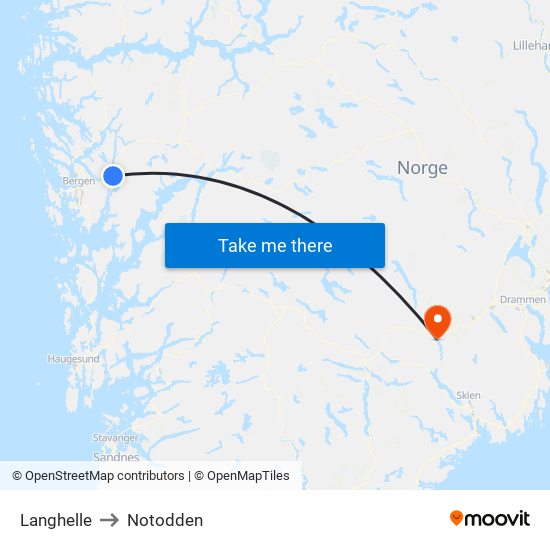 Langhelle to Notodden map