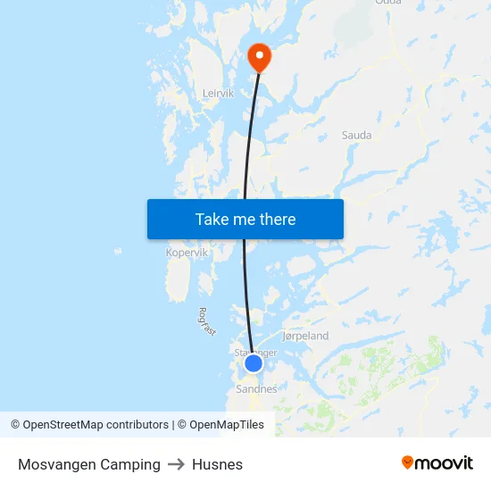 Mosvangen Camping to Husnes map