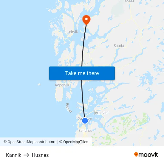 Kannik to Husnes map