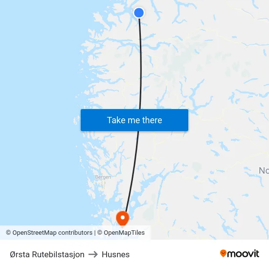 Ørsta Rutebilstasjon to Husnes map