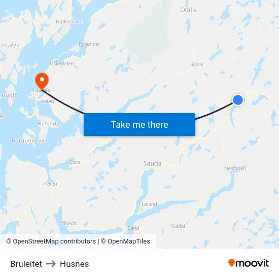 Bruleitet to Husnes map