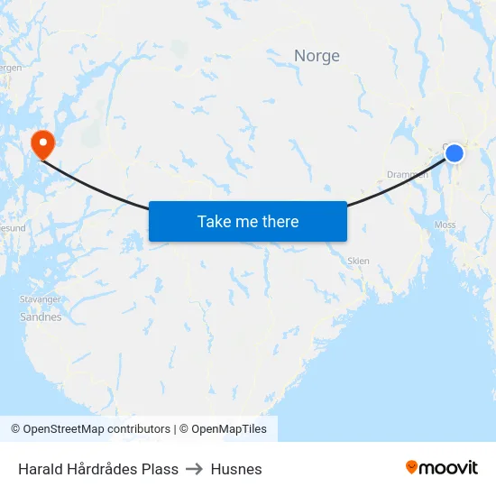 Harald Hårdrådes Plass to Husnes map
