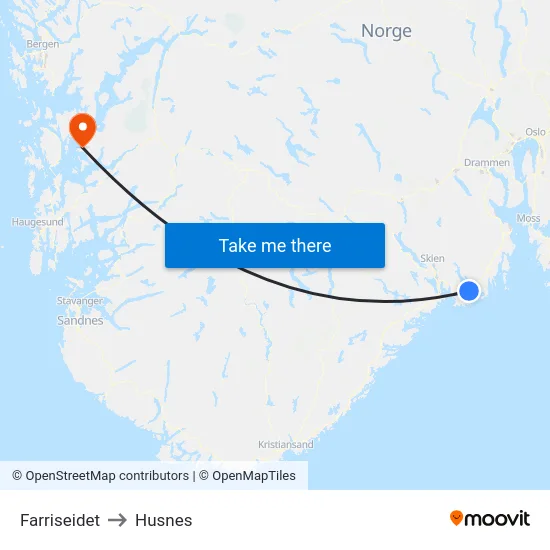 Farriseidet to Husnes map