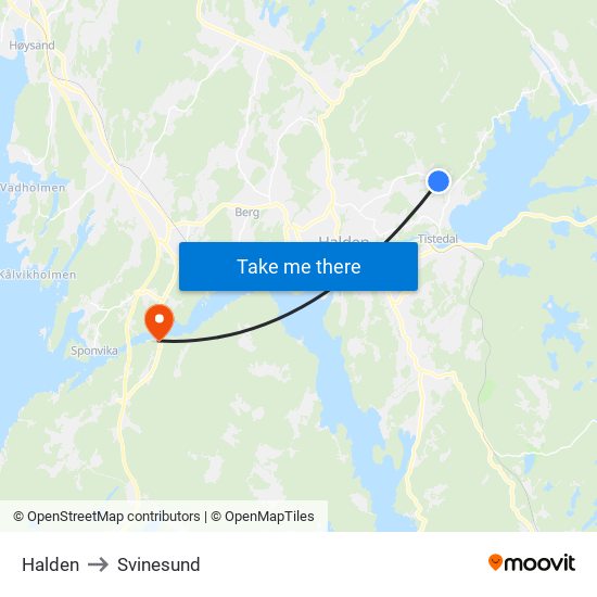 Halden to Svinesund map