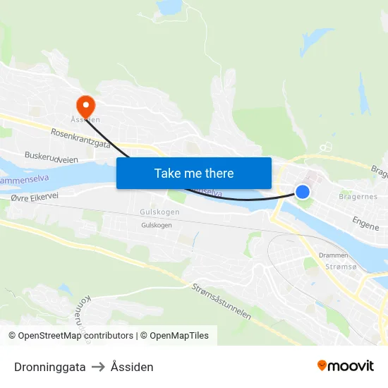 Dronninggata to Åssiden map
