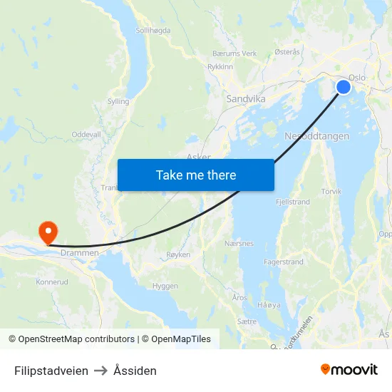 Filipstadveien to Åssiden map