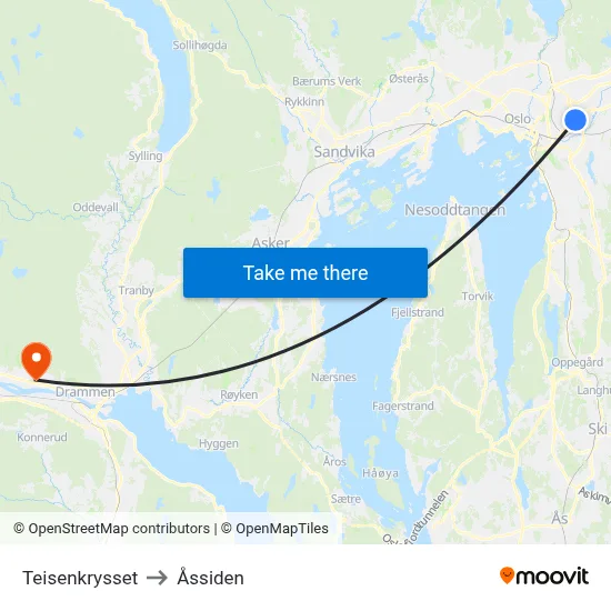 Teisenkrysset to Åssiden map