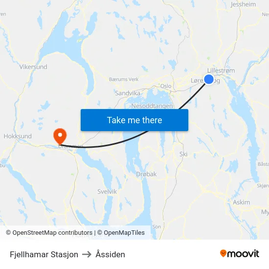 Fjellhamar Stasjon to Åssiden map