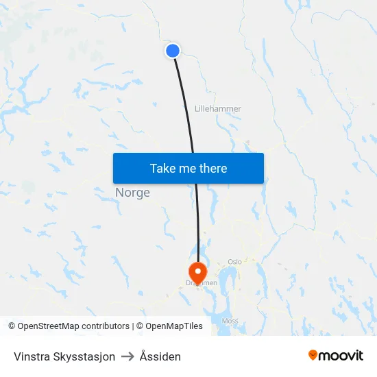 Vinstra Skysstasjon to Åssiden map