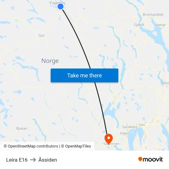 Leira E16 to Åssiden map