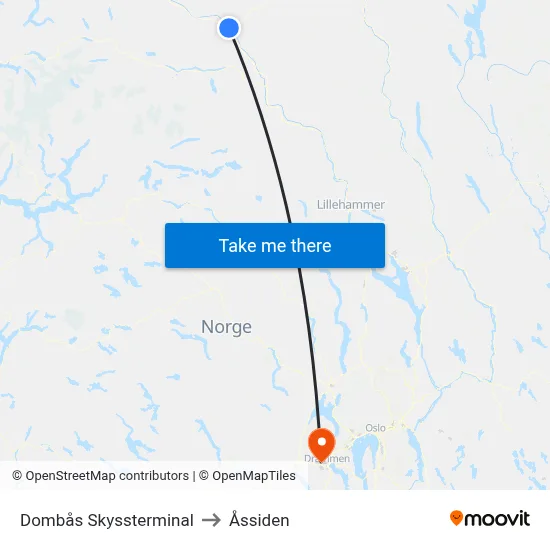 Dombås Skyssterminal to Åssiden map