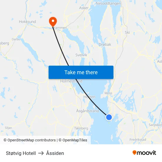Støtvig Hotell to Åssiden map