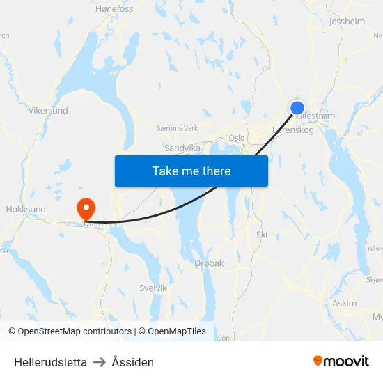 Hellerudsletta to Åssiden map