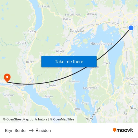 Bryn Senter to Åssiden map
