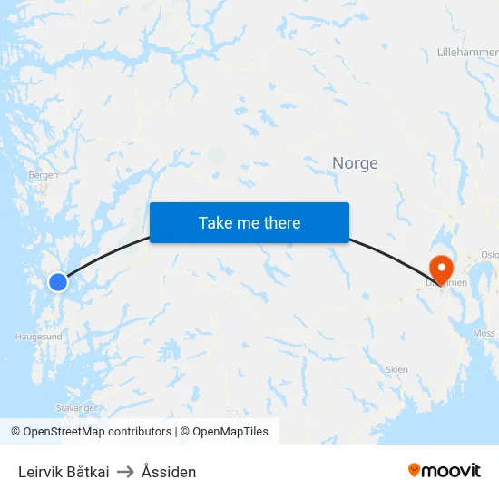Leirvik Båtkai to Åssiden map