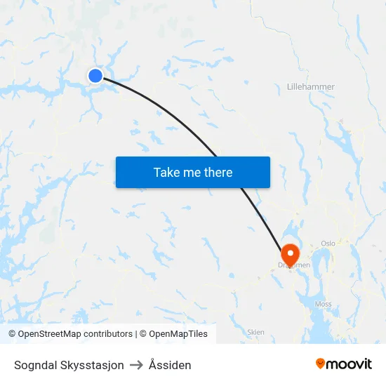 Sogndal Skysstasjon to Åssiden map