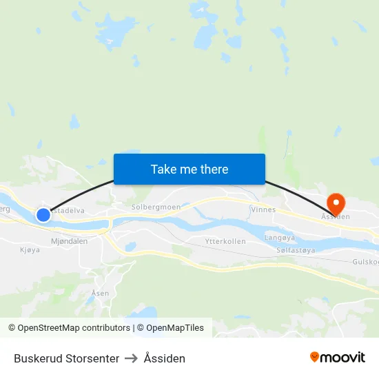 Buskerud Storsenter to Åssiden map