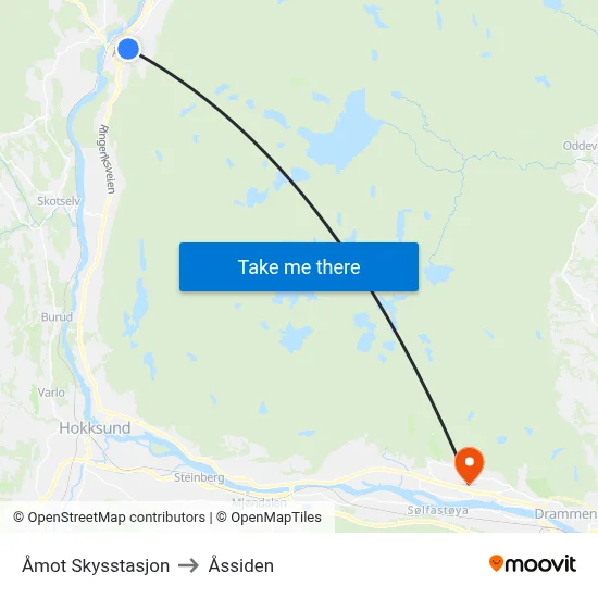 Åmot Skysstasjon to Åssiden map