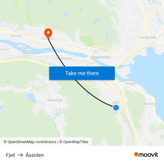 Fjell to Åssiden map