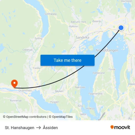 St. Hanshaugen to Åssiden map