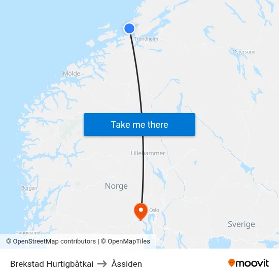 Brekstad Hurtigbåtkai to Åssiden map