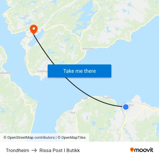 Trondheim to Rissa Post I Butikk map