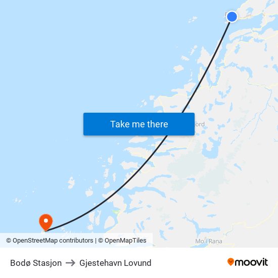 Bodø Stasjon to Gjestehavn Lovund map