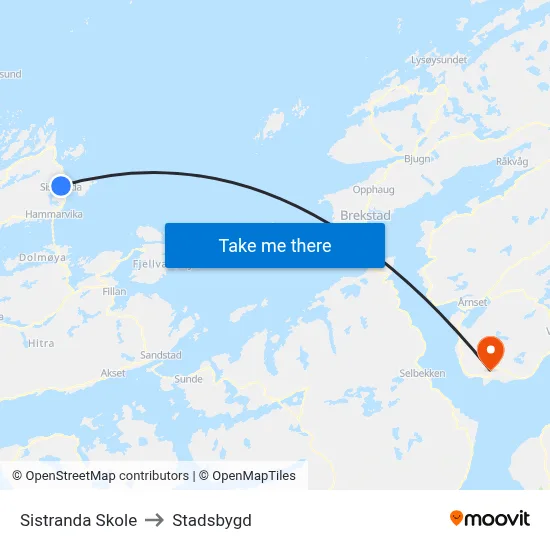 Sistranda Skole to Stadsbygd map