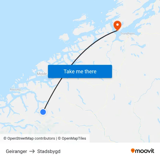 Geiranger to Stadsbygd map