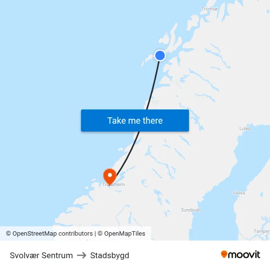 Svolvær Sentrum to Stadsbygd map
