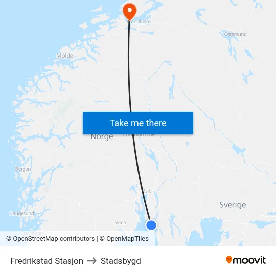 Fredrikstad Stasjon to Stadsbygd map