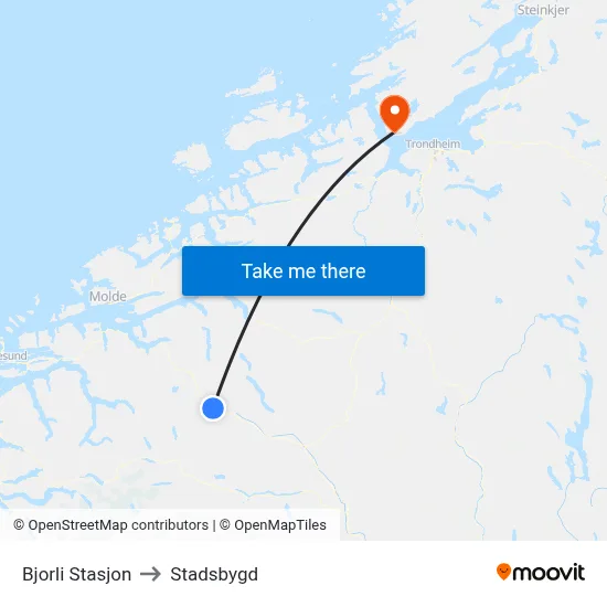 Bjorli Stasjon to Stadsbygd map