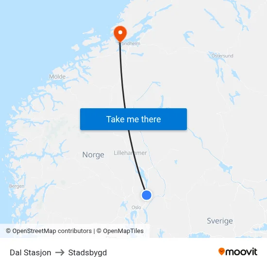 Dal Stasjon to Stadsbygd map