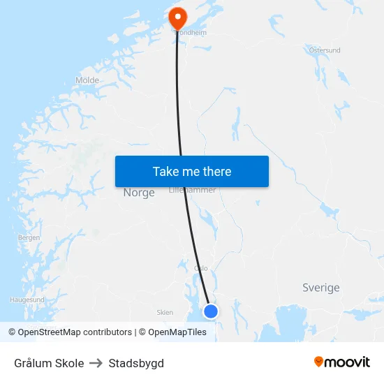Grålum Skole to Stadsbygd map