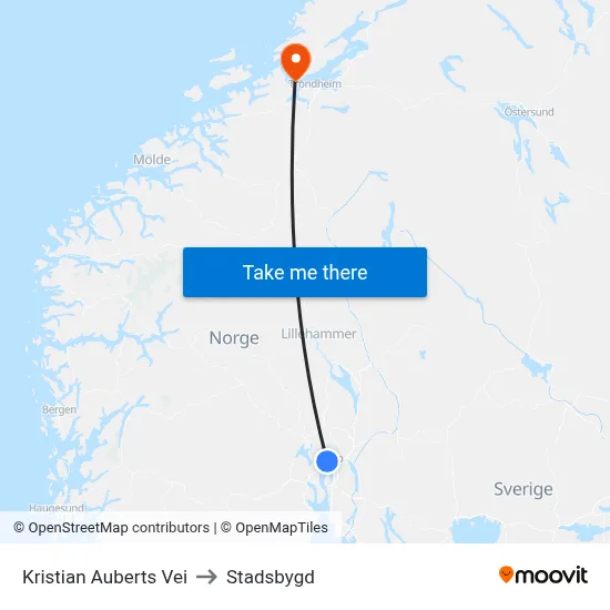 Kristian Auberts Vei to Stadsbygd map