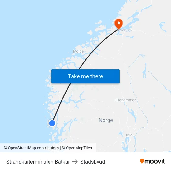 Strandkaiterminalen Båtkai to Stadsbygd map