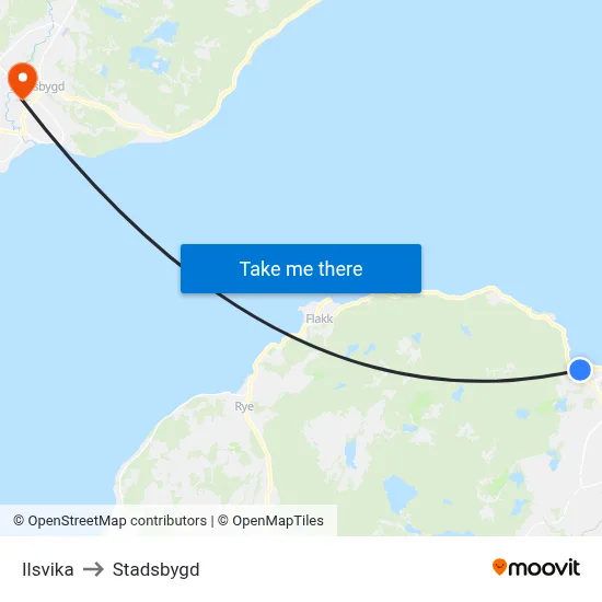 Ilsvika to Stadsbygd map
