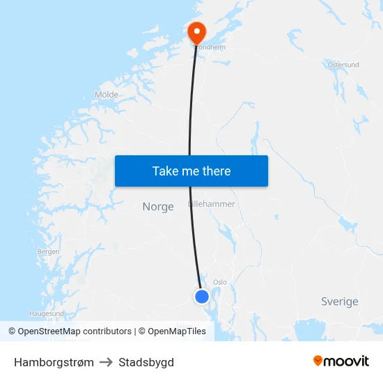 Hamborgstrøm to Stadsbygd map