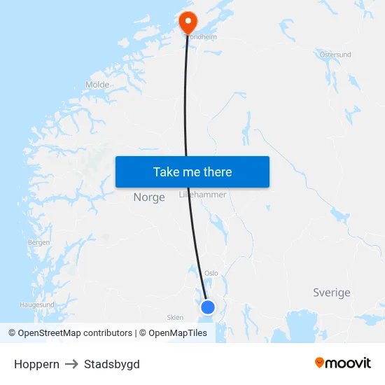 Hoppern to Stadsbygd map
