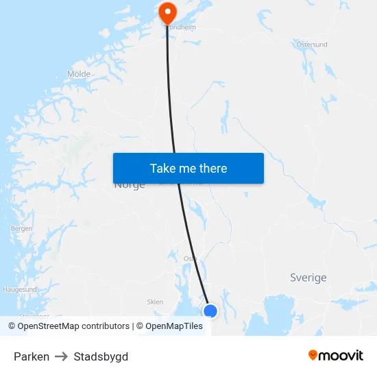 Parken to Stadsbygd map