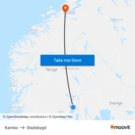 Kambo to Stadsbygd map