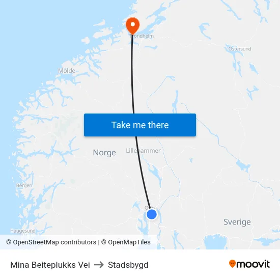 Mina Beiteplukks Vei to Stadsbygd map