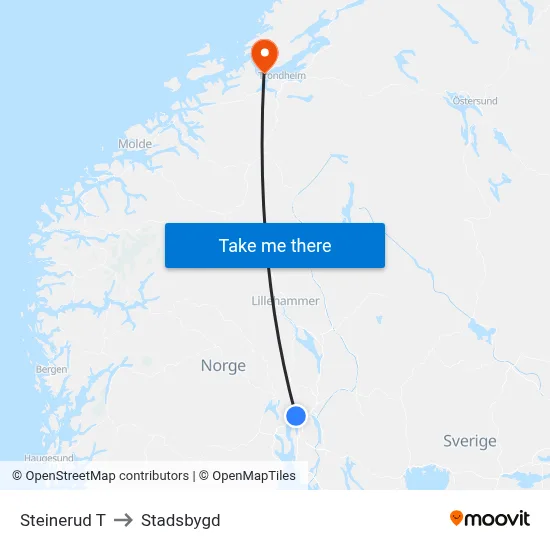Steinerud T to Stadsbygd map