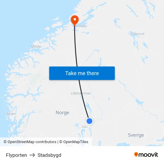 Flyporten to Stadsbygd map