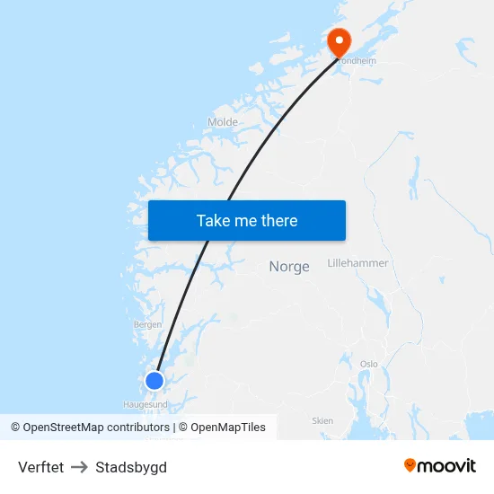 Verftet to Stadsbygd map