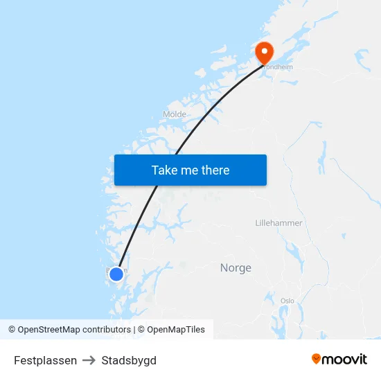 Festplassen to Stadsbygd map