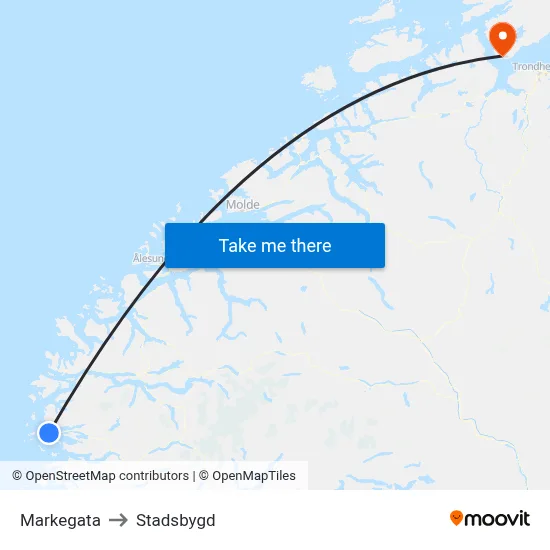 Markegata to Stadsbygd map